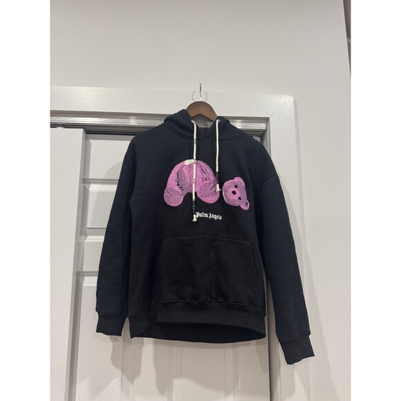 Palm Angels Mens M Black Fleece Drawstring Sweatshirt Kill The Bear Hoodie - Picture 1 of 9